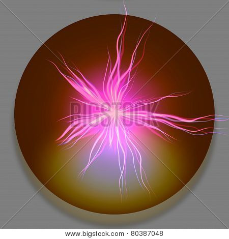 Fantasy texture underwater grasses under golden transparent crystal ball