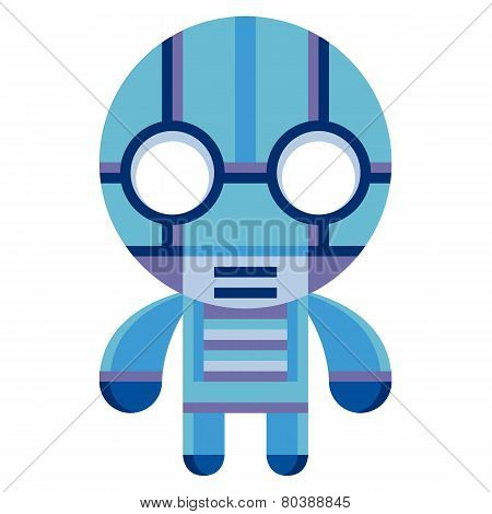Vector Cartoon Funny Robot Isolated On White Background