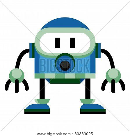 Vector Cartoon Funny Robot Isolated On White Background