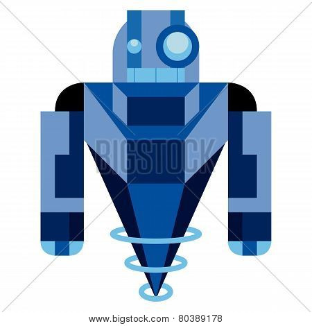 Vector Cartoon Funny Robot Isolated On White Background
