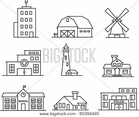 Buildings icons set
