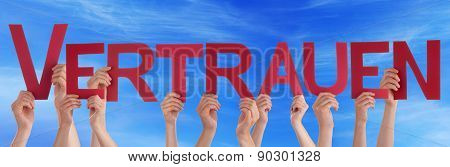 People Straight German Vertrauen Means Trust Sky