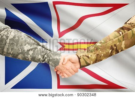 Military Handshake And Canadian Province Flag - Newfoundland And Labrador