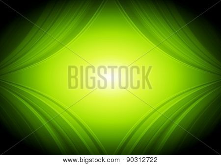 Abstract green waves tech background. Vector design