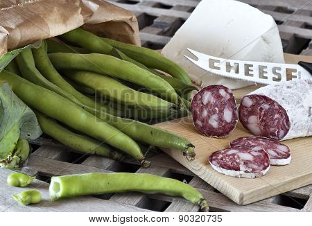 Fave E Salame, Broad Beans With Salami And Sheep Cheese
