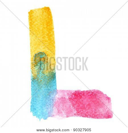 Letter L  - colorful watercolor abc