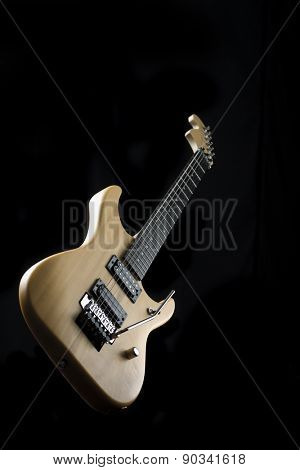 Sexy electric guitar natural wood