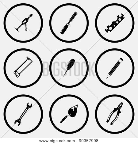 Angularly set. Black and white set raster icons.