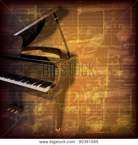 Abstract Grunge Music Background With Grand Piano
