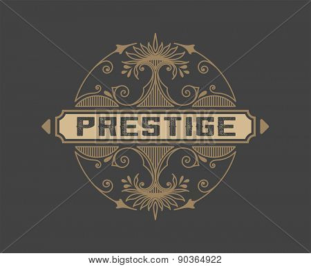 vintage logo template, Hotel, Restaurant, Business or Boutique Identity. Design with Flourishes Elegant Design Elements. Royalty, Heraldic style .Vector Illustration 