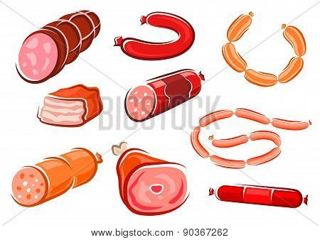 Cartoon processed meats and sausages