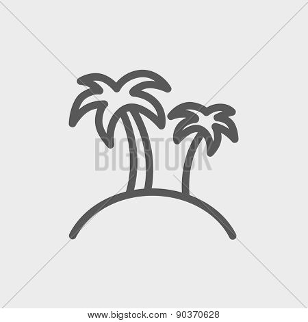 Two palm trees icon thin line for web and mobile, modern minimalistic flat design. Vector dark grey icon on light grey background.