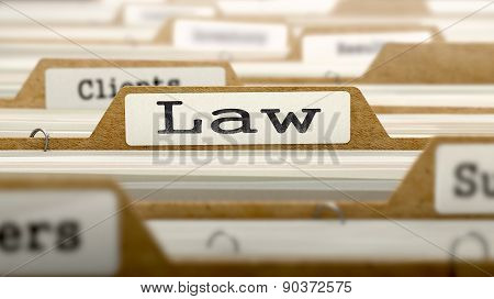 Law Concept with Word on Folder.