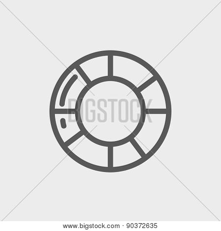 Life preserver icon thin line for web and mobile, modern minimalistic flat design. Vector dark grey icon on light grey background.