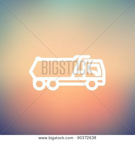 Trailer truck icon thin line for web and mobile, modern minimalistic flat design. Vector white icon on gradient mesh background.