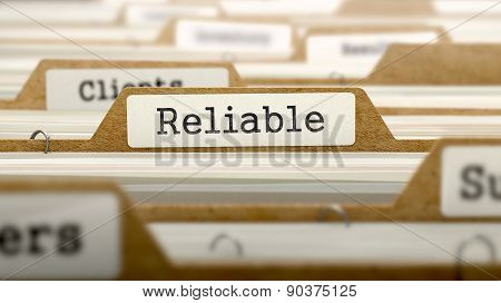 Reliable Concept with Word on Folder.