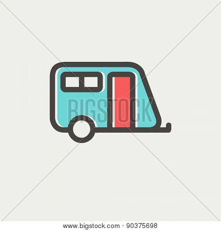 Pulling cab icon thin line for web and mobile, modern minimalistic flat design. Vector icon with dark grey outline and offset colour on light grey background.