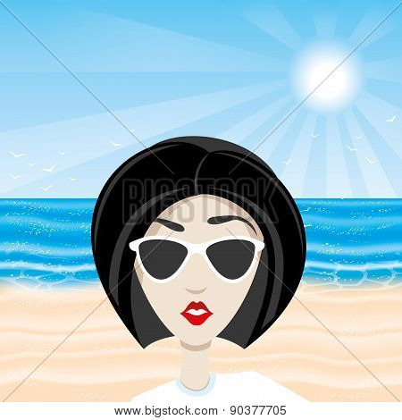 Woman on the beach.