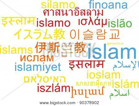 Background concept wordcloud multilanguage international many language illustration of Islam