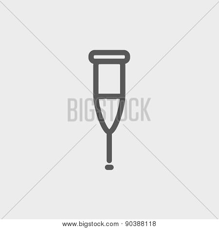 Crutch icon thin line for web and mobile, modern minimalistic flat design. Vector dark grey icon on light grey background.