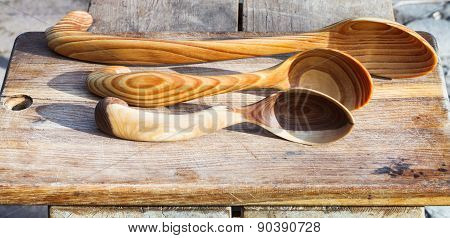 Traditional Russian Carved Wooden Spoons