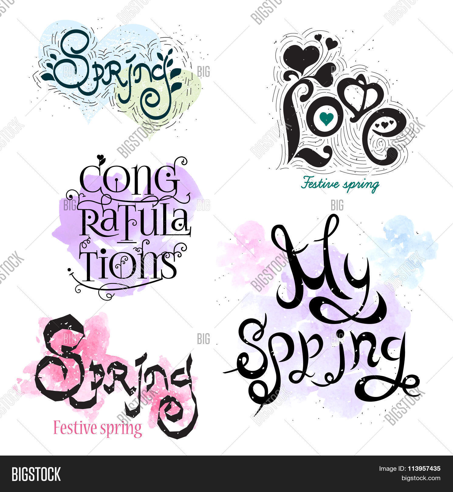 Spring Calligraphy Vector & Photo (Free Trial) | Bigstock
