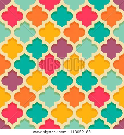 Vintage oriental quatrefoil seamless pattern