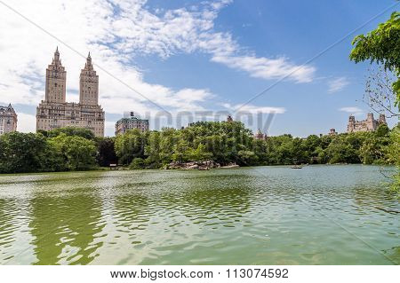 People Roll Boats Central Park In Summer, Nyc.