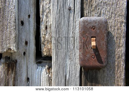 Light switch on an old barn