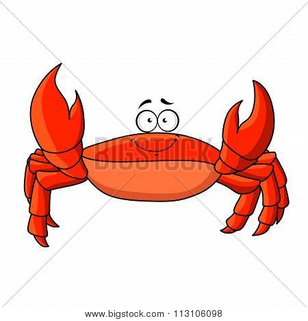 Cartoon red crab with upward claws