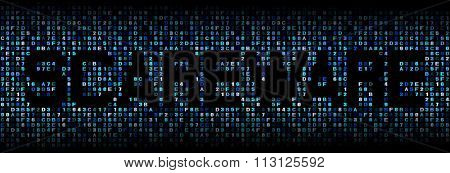 Scareware text on hex code illustration