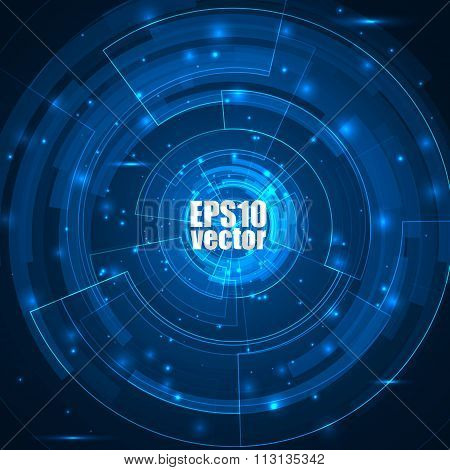 Technology background with HUD elements.