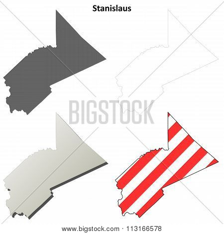 Stanislaus County, California outline map set