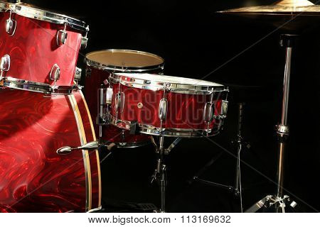 Drum set on a stage