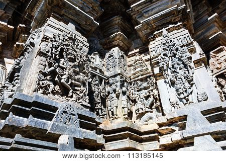 Artistic statues of beautiful deities at Channakesava temple, Belur captured on December 30th, 2015