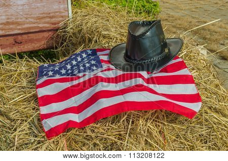 American flag and Cowboy hats