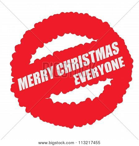 Merry Christmas Everyone White Stamp Text On Blood Drops Red Circle Background