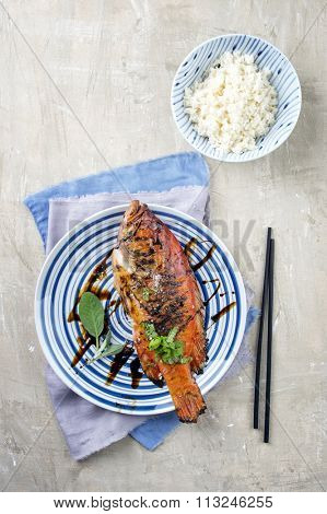 Barbecue Rose Fish with Rice