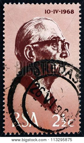Postage Stamp South Africa 1968 President Jacobus Johannes Fouch