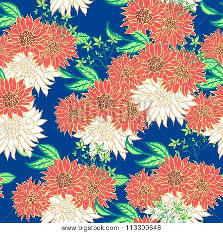 Summer bright flowers. Vector seamless pattern
