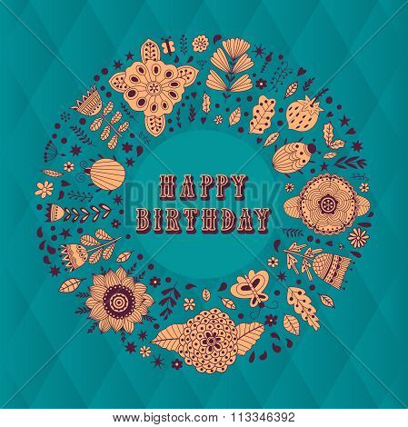 Circle floral wreath design vector illustration