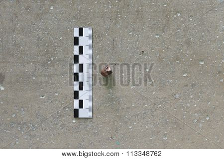 Crime Scene, Empty Bullets Casings On Ground