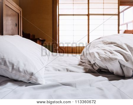 Bed Sheets Mattress With Pillow Futon Japanese Style Room Background