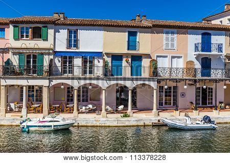 Colorful Houses And Boats In Port Grimaud-france