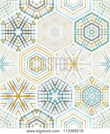 Embroidery Seamless Hexagons Pattern.