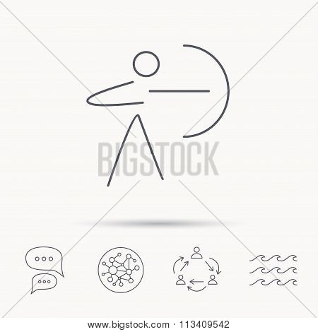 Archery sport icon. Archer with longbow sign.