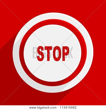 stop red flat design modern vector icon for web and mobile app