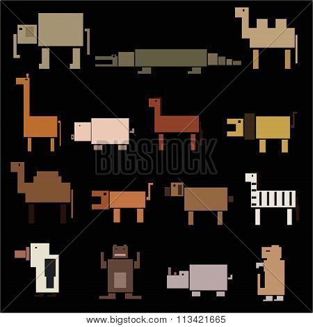 Color Square Digital Simple Retro Animals Eps10