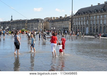 BORDEAUX, FRANCE - AUGUST 13, 2015: streets of Bordeaux. Bordeaux is a port city on the Garonne River in the Gironde department in southwestern France.