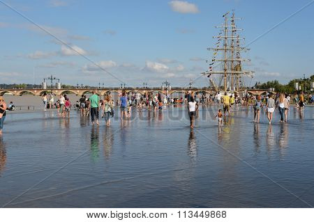 BORDEAUX, FRANCE - AUGUST 13, 2015: streets of Bordeaux. Bordeaux is a port city on the Garonne River in the Gironde department in southwestern France.